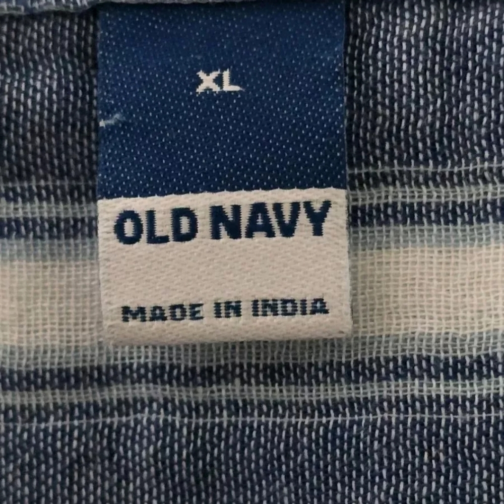 Old Navy Women's White Blue Stripe Old Money 1/2 Button 100% Cotton Top NWT XL - Picture 6 of 9